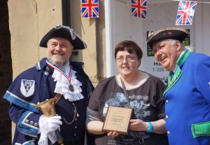 Terry Ford Otley Bellman presented with first place at Halifax Town Crier Competition 2016